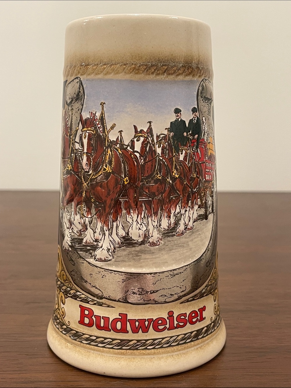 Vintage 1986 Budweiser Horseshoe Series I Beer Stein Staffel W Germany